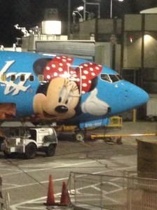 Minnie Mouse saying, "Hurry back now, y'hear?"