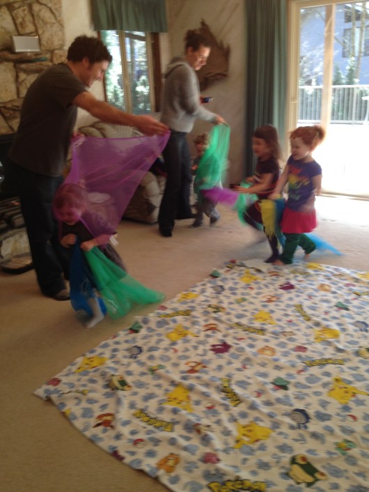 High energy scarf dance. Kids coming through. Stand back!