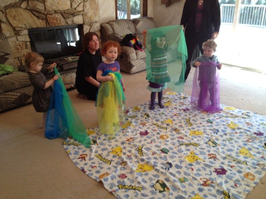 Warming up for a vigorous scarf dance!