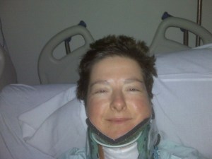 OY! A few hours after the 2nd surgery. 12/2010. Should have just shaved my head.